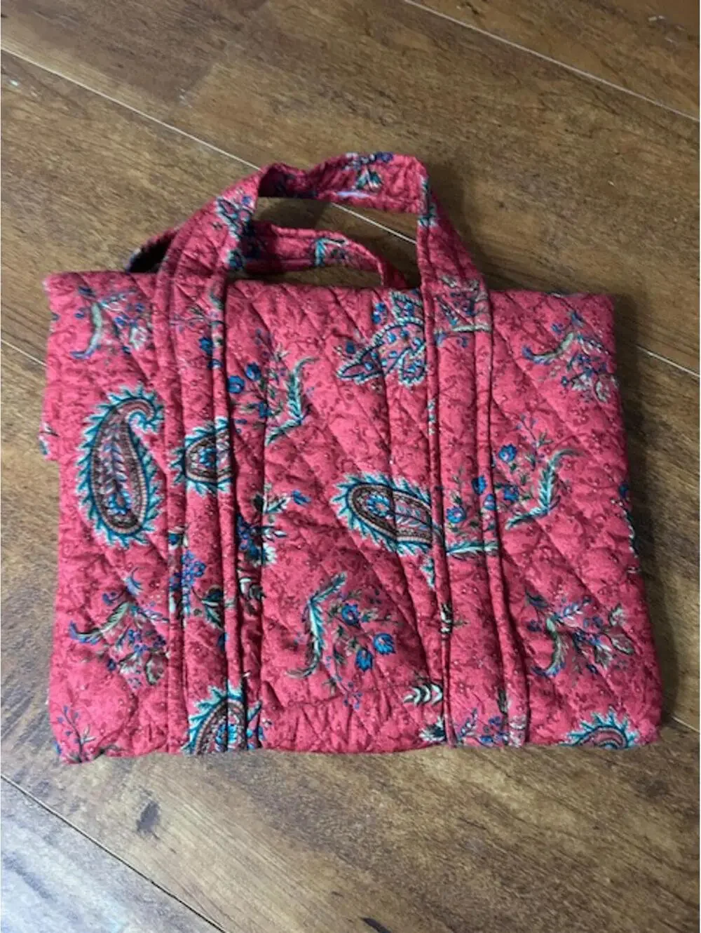 Quilted Paisley Patterned Handbag with Velcro Closure